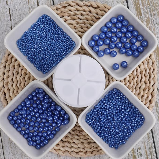 Sprinkles for Cake Decorating, Blue Pearl Sprinkles 4 Sizes Mix for Cake Cupcake Cookie Baking Donuts Ice Cream Toppings