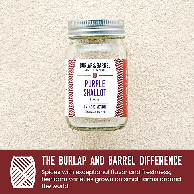 Burlap & Barrel Purple Shallot Powder – Air-Dried with Umami and Sweet Allium Flavor – Vietnamese Seasoning & Fresh Shallot Substitute – As Seen On Shark Tank - 2.6oz Glass Jar