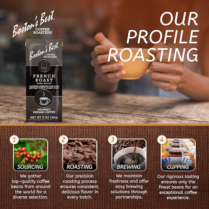 Boston???Best Coffee - Rich & Bold French Roast Gourmet Coffee, Delicious Dark Roast Premium Ground Coffee, 11 oz. / 311 g Bag