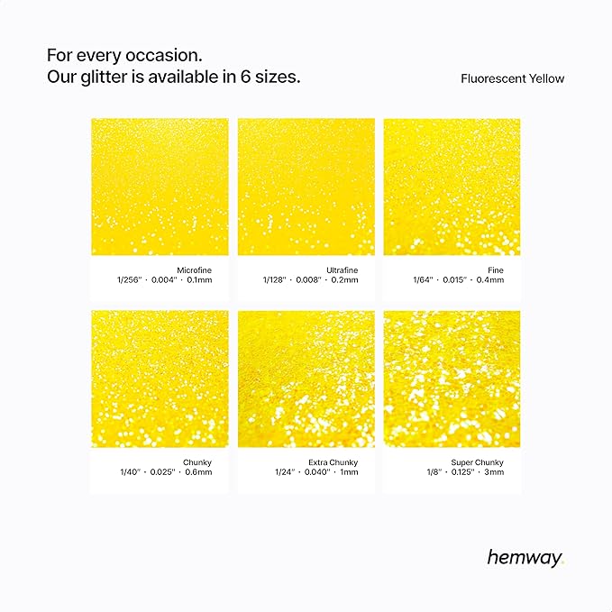 Hemway Premium Glitter Shaker - Fluorescent Yellow | 115g Extra Chunky Metallic Flake Sequins for Resin & Epoxy Crafts | Craft Supplies for Tumblers, Festival, Art