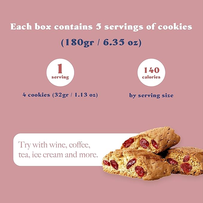 L'Oro Del Sud Cranberry Biscotti, Cantuccini d'Abruzzo, Italian Cookies Madewith Real Quality Ingredients, 180 G, 6.3 oz