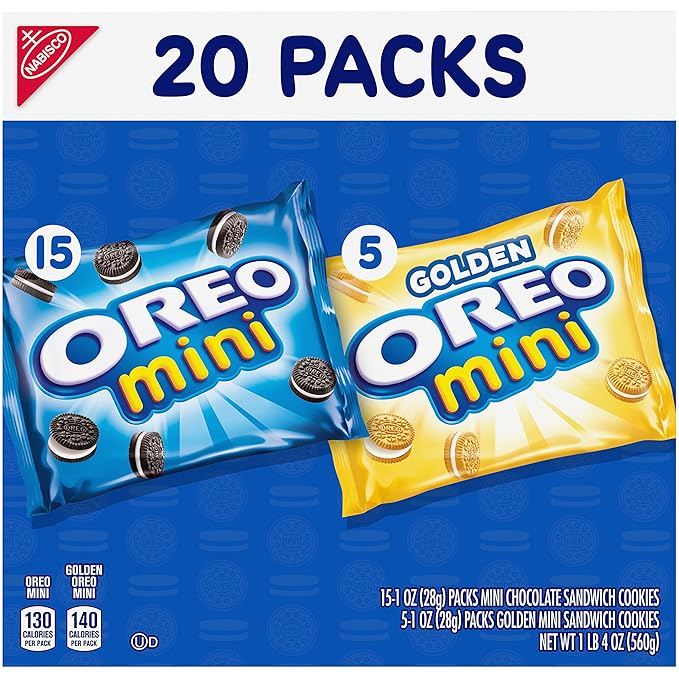 OREO Mini Mix Sandwich Cookies Variety Pack, 20 Snack Packs