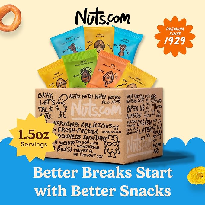 Nuts.com Office Bulk Nut-Free Box - 70 Count Assorted Variety Pack with Pretzels, Cheddar Whales, and Dried Fruit - Healthy Snack Mix for Summer and Care Package Gifts