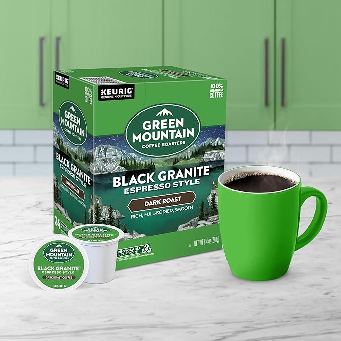 Green Mountain Coffee Roasters Black Granite, Keurig Single Serve K-Cup Pods, Espresso Style Dark Roast, 96 Count
