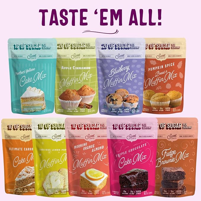 Sweet Logic Keto Baking Mix - Lemon Muffin - Gluten-Free - Dairy Free - Diabetic-Friendly - High Protein - Low Sugar - Low Carb - Quick 20-Minute Prep (1-2G Carbs Per Serving)