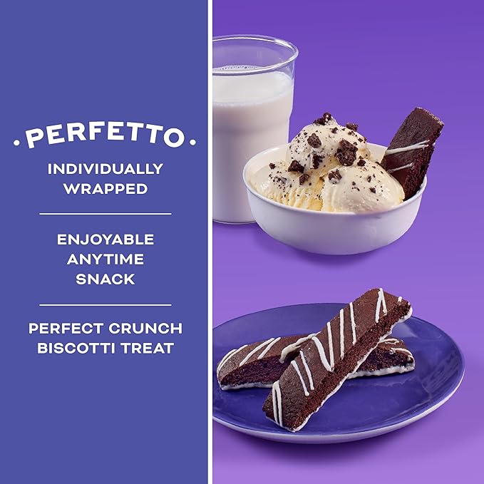 Nonni's Cookies & Crème Biscotti, Rich Dark Cocoa Cookie with Vanilla Icing, 8 Individually Wrapped Bakery Snacks, 6.88 oz, 6 Pack