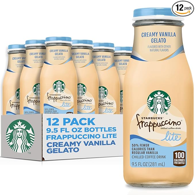 Starbucks Frappuccino Lite, Creamy Vanilla Gelato, 9.5 Fl Oz Bottles (Pack of 12)