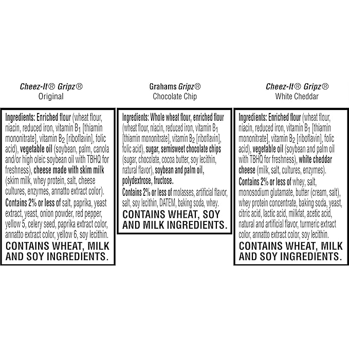 Gripz Mini Baked Snack Crackers, Sweet and Salty Snacks, Variety Pack, 11oz Box (12 Pouches)