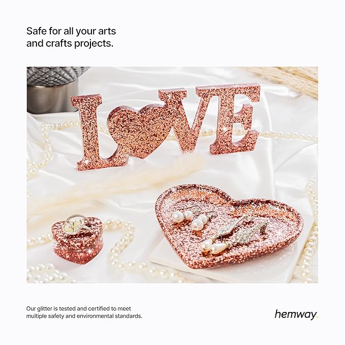 Hemway Premium Glitter Shaker - Rose Gold | 130g Chunky Metallic Flake Sequins for Resin & Epoxy Crafts | Craft Supplies for Tumblers, Festival, Art