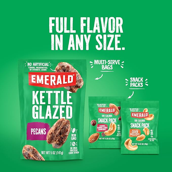 Emerald Nuts Dry Roasted Almonds 7ct (1-Pack) | 100-Calorie Individual Snack Packs | Plant-Based Protein, Kosher Certified, Non-GMO | Contains No Artificial Preservatives, Flavors or Synthetic Colors