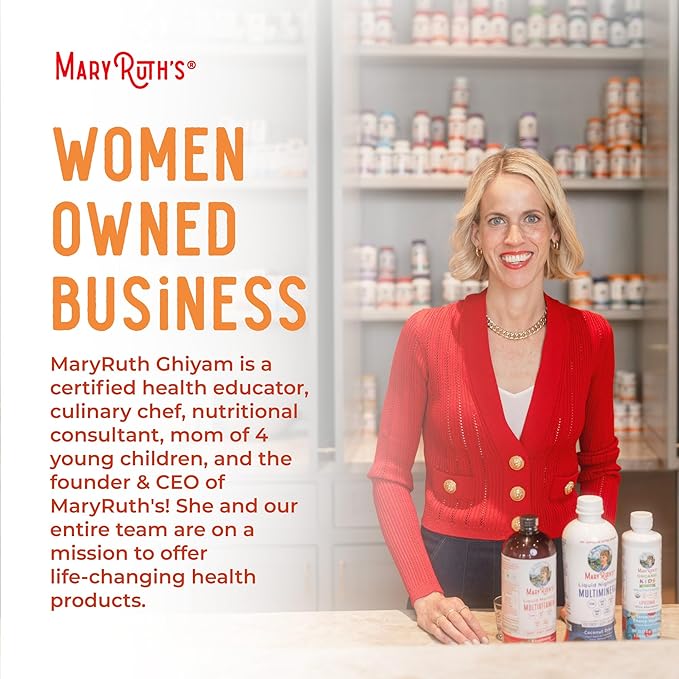 MaryRuth's Liquid Multivitamin + Hair Growth | Biotin 10000mcg | Lustriva Hair Growth Supplement | Clinically Tested in Women for Thicker Hair & Facial Wrinkles | Skin Care | Ages 18+ | 15.22 Fl Oz