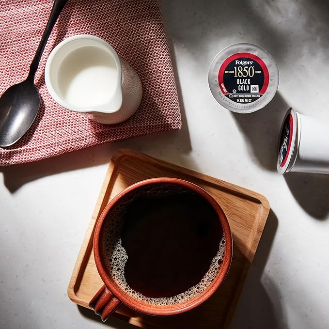 Folgers 1850 Black Gold Dark Roast Coffee, 60 Keurig K-Cup Pods