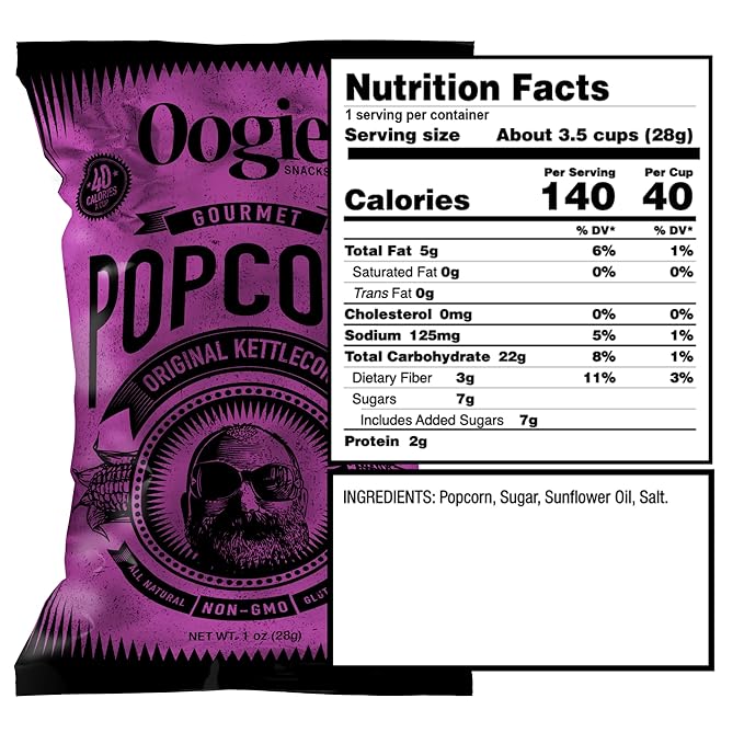 Oogie's Gourmet Popcorn| 16 Pack | Variety Flavor Pack | Gluten Free Popcorn Snacks | 1oz Individual Bags