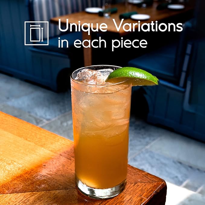 Clear 20 oz Tall Iced Tea Glasses (set of 6), Hand Blown Mexican Glassware, Recycled Glass Drinking Glasses, Lead-Free, Cocktail Margarita Glasses, Wine Glasses, Shot Glasses, Whiskey Glasses (IceTea)
