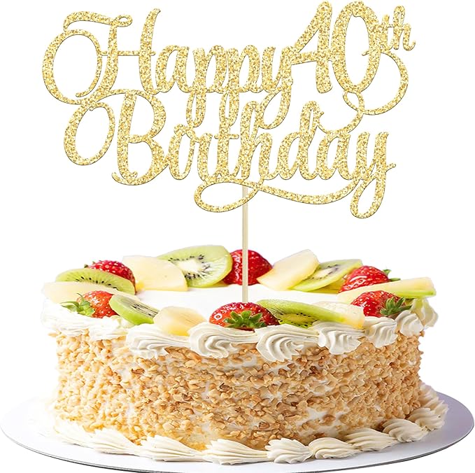 1 Pack Happy 40th Birthday Cake Topper Gold Glitter Number 40 Forty Years Old Birthday Cake Pick Decoration For 40th Birthday Celebrating Anniversary Party Supplies