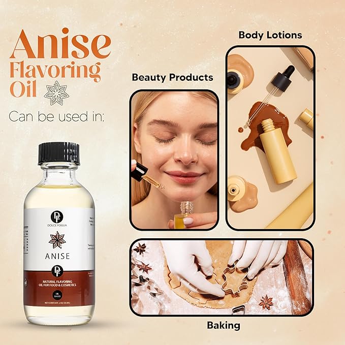 Dolce Flav Natural Anise Extract ??1 Gallon Oil-Soluble Kosher, Sugar-Free, Concentrated Licorice Anise Flavoring for Baking, Cookies & Liqueurs