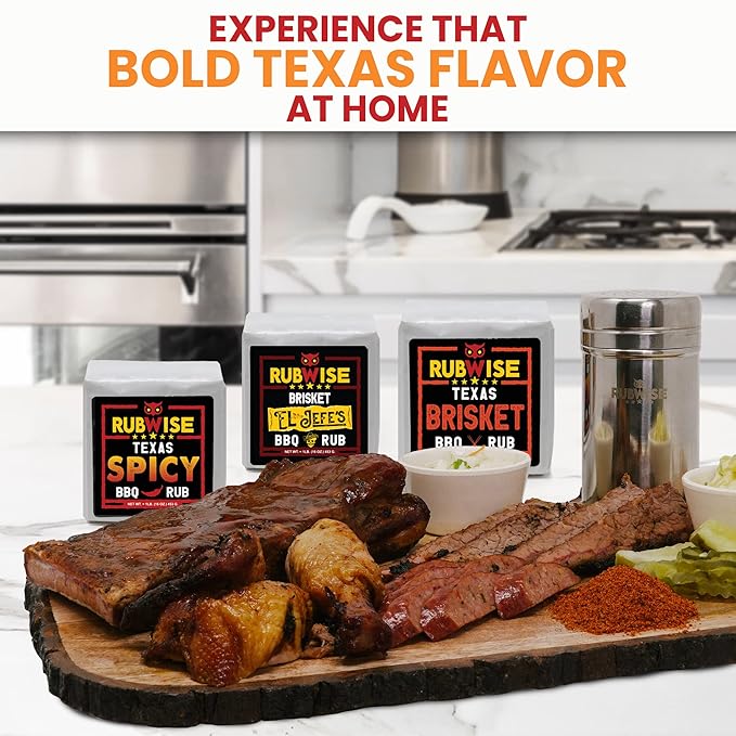 RubWise BBQ Brisket Rub Seasoning Gift Set (3 x 1 lb bags) - Barbecue Spices and Seasonings Variety Pack | Dry Spice for Any Meat & Smoker | Grilling Gifts for Men, Dad, Him, Her | Shaker Included