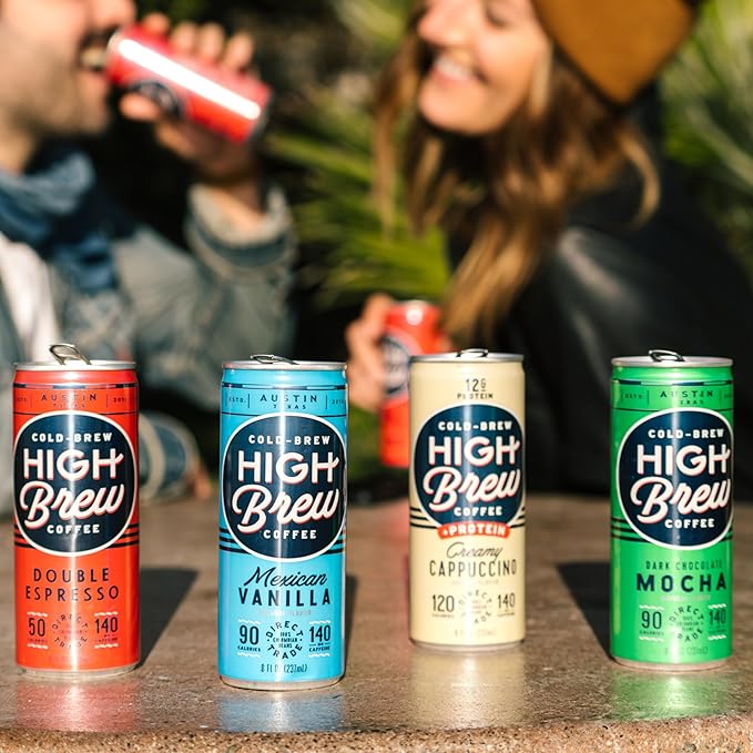 High Brew Coffee, Cold Brew Coffee, Creamy Cappucino, Plus 12g Protein, 8 Fl Oz, Ready-To-Drink (Pack of 12)