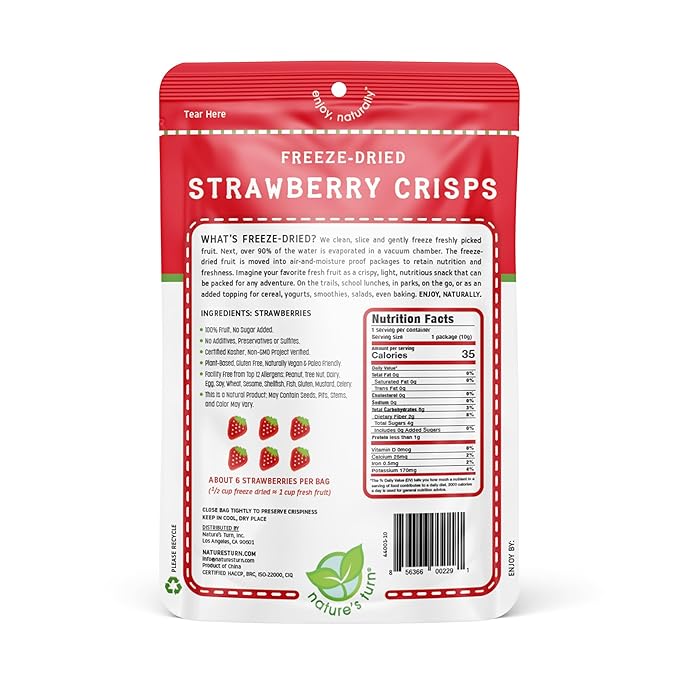 Nature?™s Turn Freeze-Dried Fruit Snacks, Strawberry Crisps, Pack of 24 (0.35 oz Each)