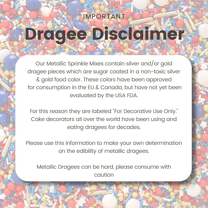 Sprinkle Pop Old Glory Sprinkle Mix| Red White Blue Sprinkles with Gold Metallics| Decorating Patriotic Sprinkles Made in USA for 4th of July Independence Day Cakes Cupcakes Donuts Cookies, 2oz