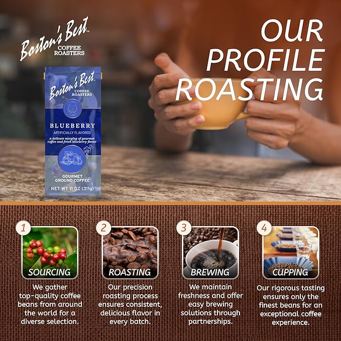 Boston???Best Coffee - Blueberry Flavored Coffee, Delicious Gourmet Premium Ground Coffee, 11 oz. / 311 g Bag