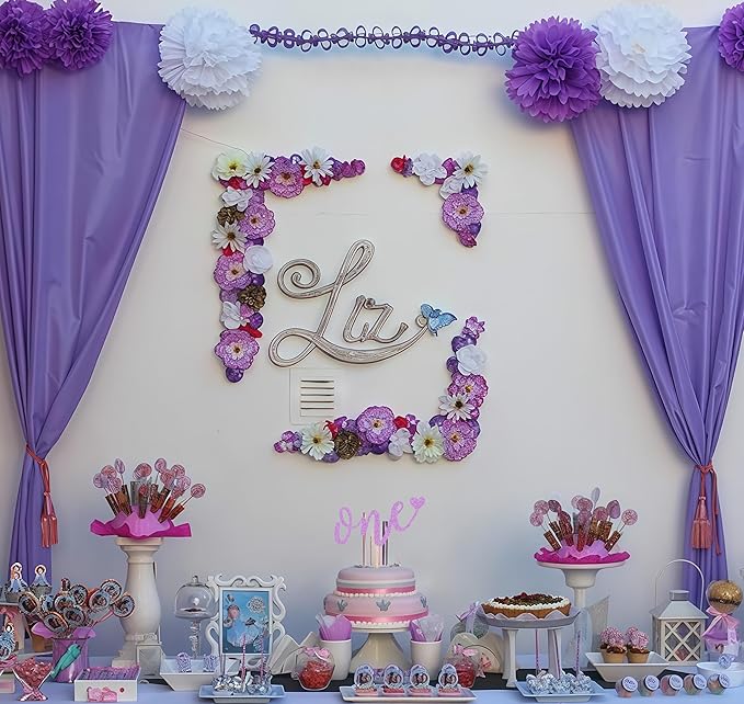First Birthday Cake Topper - Light Purple Glitter Love One Birthday Cake Decorating Supplies, Perfect for Baby Shower/Gender Revealing Party/Baby Party Photo Booth Props