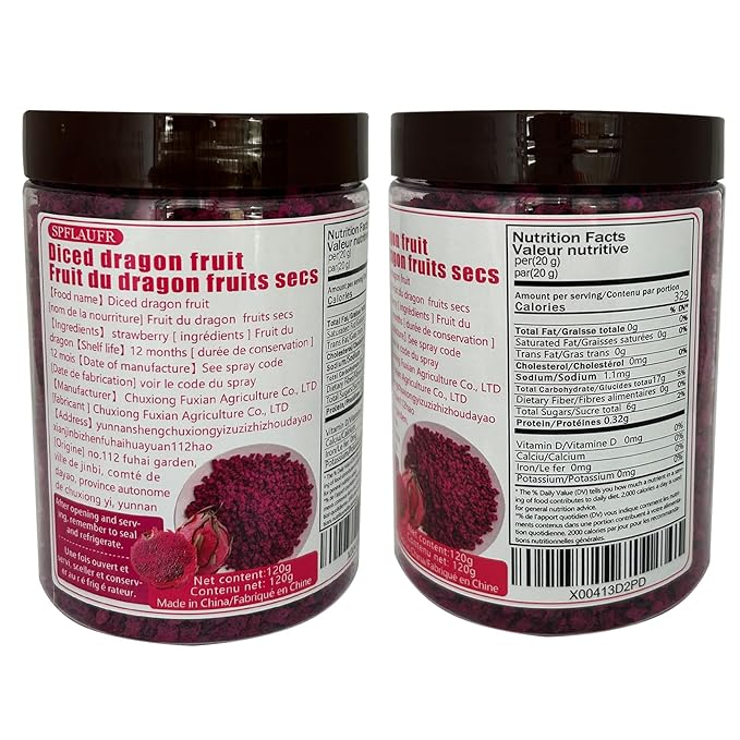 Freeze-Dried Diced Dragon Fruit Snack - 4.23 Oz,Freeze-Dried Pitaya grain (Dragonfruit) dragon fruit,freeze dried dragonfruit