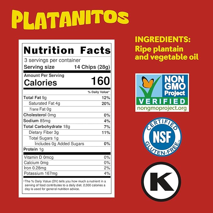 Mayté Plantain Chips – Lemon, 30 Individual Packs (3oz Each) – Non-GMO, Gluten-Free, Kosher, Healthy Snacks – No Preservatives or Artificial Colors