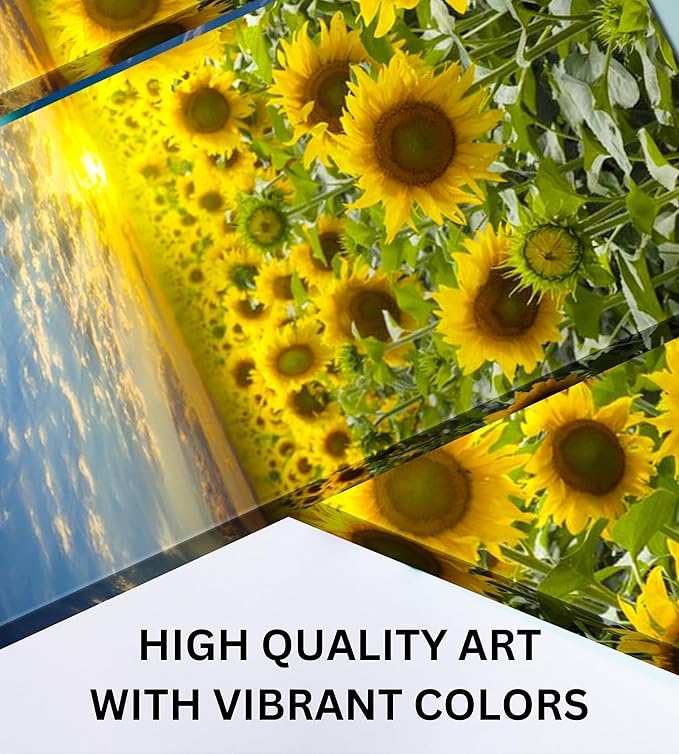 Sunflower Canvas Wall Art Decor - 2 Piece Set, Decorative Multi Panel Split Prints - Flower Field Landscape Picture for Living Room, Kitchen, Bedroom, Office & Home Decor Gift