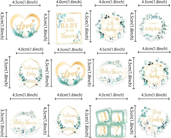64 PCS Edible Oh Baby Cupcake Toppers Wafer Paper Love Baby Shower Cake Decorations Edible Baby in Bloom Welcome Baby Boy Cupcake Picks for Baby Shower Boys Birthday Party Decorations Supplies