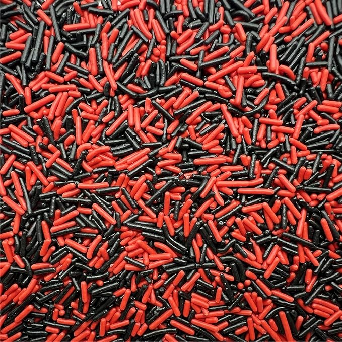 SE Si&Moos Black and Red Sprinkles Edible Red and Black Jimmies Soft Jimmy Sprinkles Halloween Cake Decorations Christmas Cookie Decorations for Cake Decorating, Ice Cream Toppings & Baking 2.75 OZ
