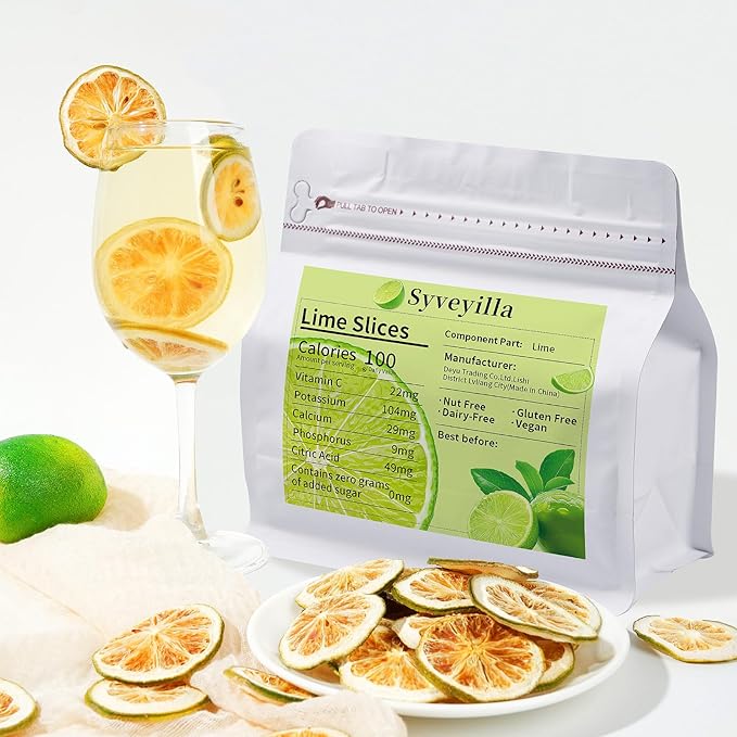 Dried Lime Slices,Dehydrated Lime Slices 8.82oz/250g Perfect for Cocktails,Fruit Tea, Garland, Crafts and Baking Sweet Wheels for Garnish, 100% Natural No Additives No Added Sugar