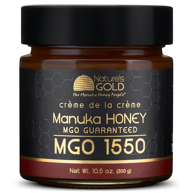 Nature’s Gold Manuka Honey MGO 1550+ Gift Set with Wooden Spoon | 10.5oz (300g), 100% Pure Genuine Traceable Hive to Home