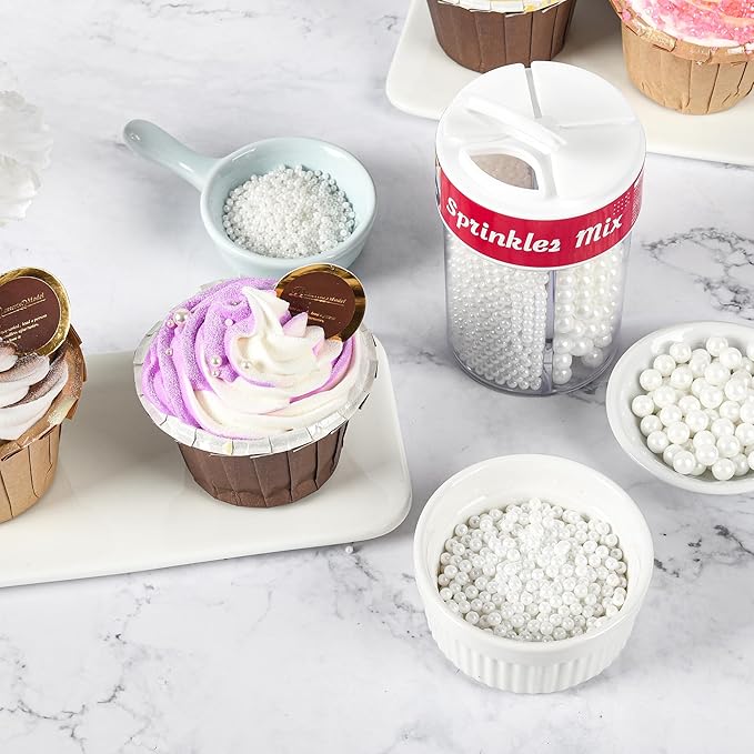 Edible White Pearl Sugar Sprinkles for Cake Decorating 2mm Mini Candy Pearls 4 Sizes Sprinkles Mix for Cookie Ice Cream Candy Chocolate Baking Cupcake Topping 6.5 oz