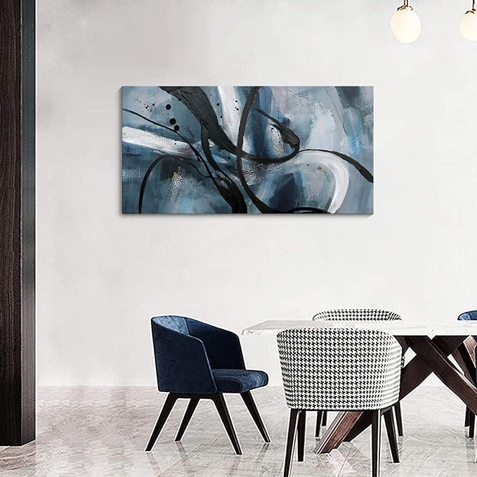 Abstract Canvas Wall Art Black And White Graffiti Lines Simple Art Modern Abstract Artwork Canvas Prints Canvas Picture Contemporary Wall Art Bedroom Living Room Office Decoration Framed 20x40