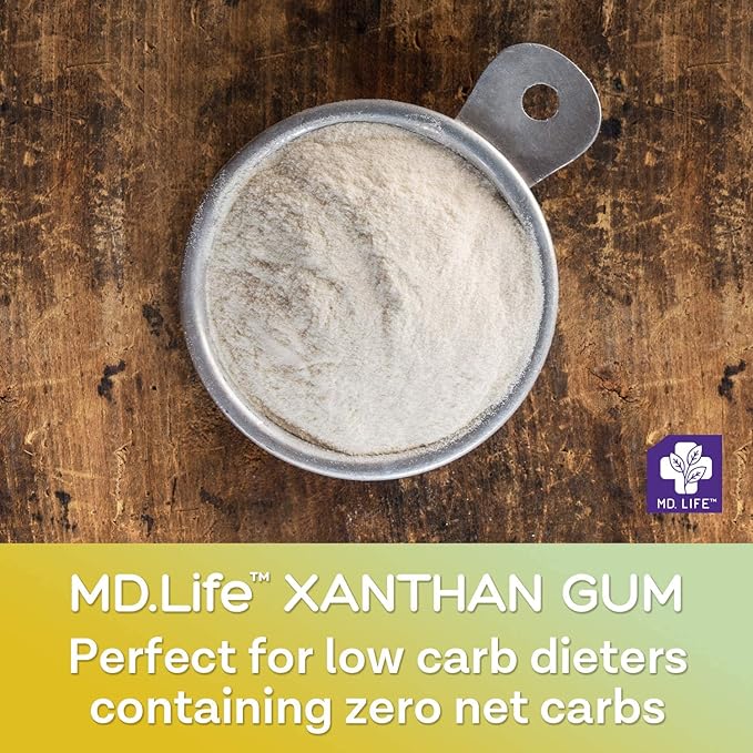MD. Life Xanthan Gum for Baking Keto - 8oz ??100% Natural Xanthan Gum Powder - Keto Friendly & Gluten Free ??Carb Free Xanthan Gum for Baking, Food Thickener & Ice Cream Stabilizer