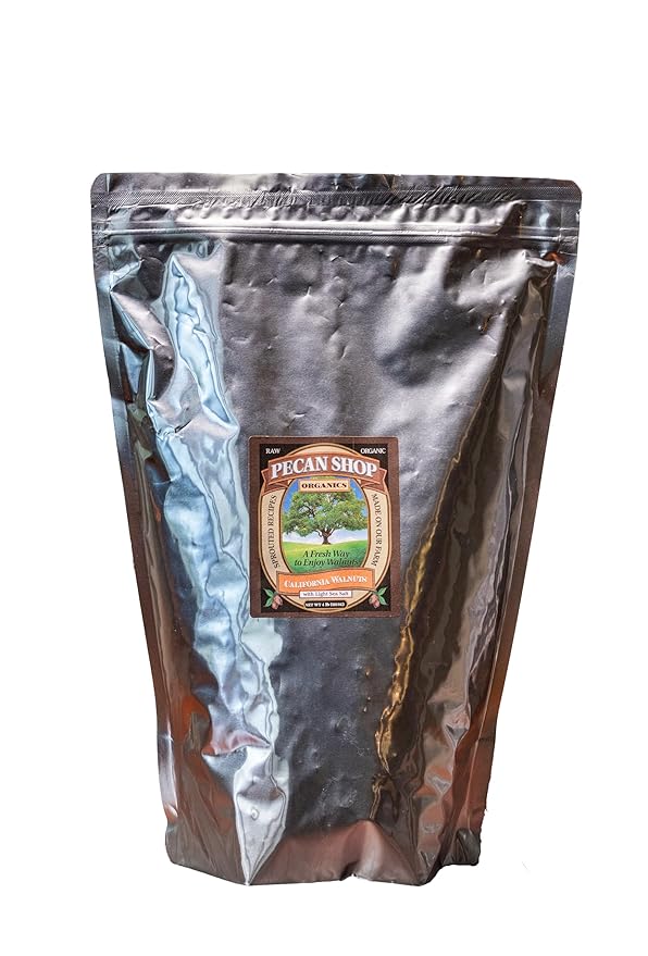 Pecan Shop Sprouted Raw Organic California Walnuts, Light Redmond Sea Salt Family Recipe Crispy-Untreated, Unpasteurized and Family Orchard grown-4 Pound