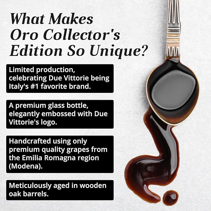Due Vittorie Oro Gold Barrel Aged Balsamic Vinegar of Modena IGP - Special Edition, in Glass Decanter, Traditional Aged Balsamic Vinegar from Italy - 8.45 fl oz (250 ml)