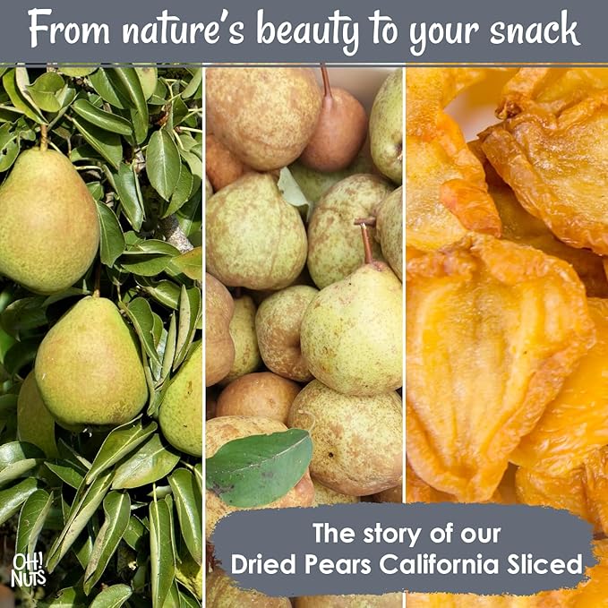 Oh! Nuts Dried Pears California - Sliced Pears - 2 lb - Dehydrated California Pears - Dried Pears No Sugar Added - Packed in New York Zip-Seal Bag for Exceptional Freshness