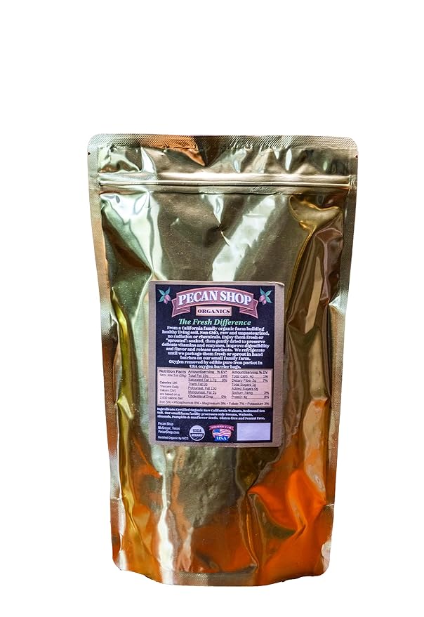 Pecan Shop Sprouted Raw Organic California Walnuts, Light Redmond Sea Salt Family Recipe Crispy-Untreated, Unpasteurized and Family Orchard grown-12 Ounce