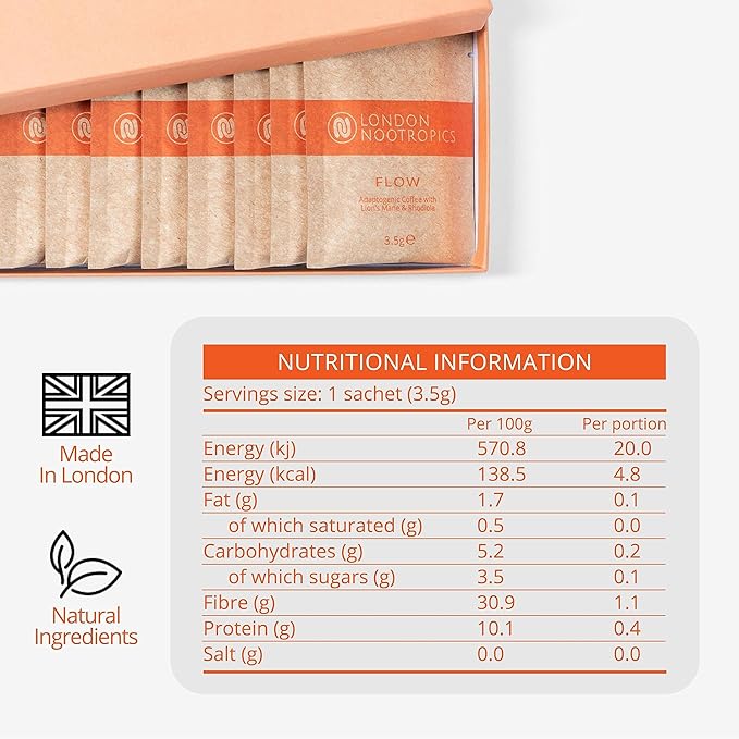 London Nootropics - Mushroom Coffee Box - Flow & Mojo Adaptogenic Mushroom Coffee - 12 Sachets