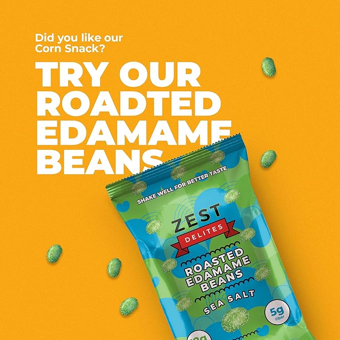 Crunchy Corn Snacks by Zest Delites, Sea Salt Roasted Corn, 0.7oz x 20 Packs, Nuts-Like Crunch, Gluten Free, Vegan, NON-GMO, Healthy Snacks for All Ages, Healthy Alternative to Chips & Crisps