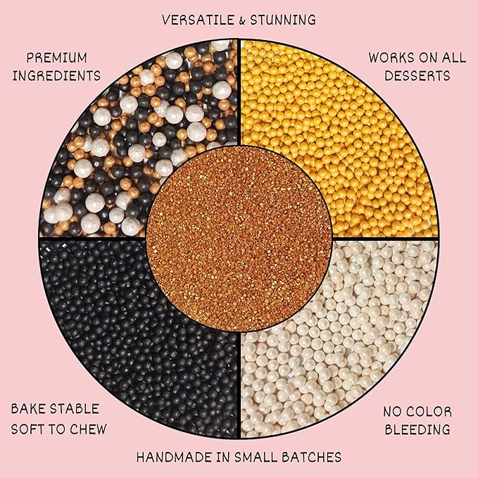 Confect Cake Decorating Sprinkles | Mix Black Yellow & White Dragees | Gold Sparkling Sugar | Edible Sparkling Honey Bees Disco Ball Mashup Sprinkles - 3.5 Oz