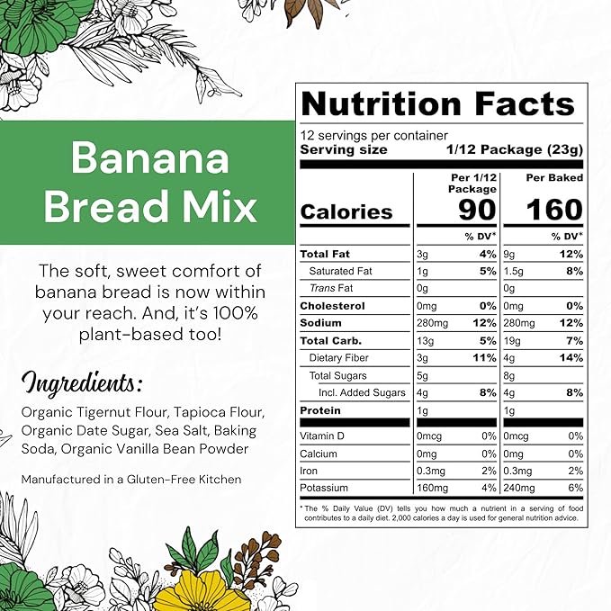 eat G.A.N.G.S.T.E.R. Vegan Banana Bread Mix, Allergy-Friendly Baking Mix, Grain-Free, No Dairy, Nuts, Gluten, Dairy, For Paleo & AIP Diets, Delicious Loaf, Doughnuts, Breakfast, Healthy Snack, Dessert