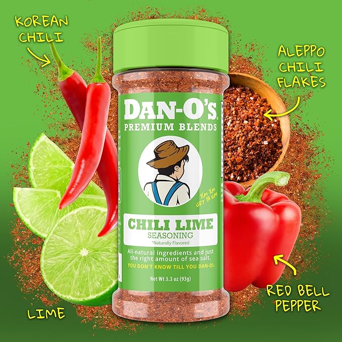 Dan-O's Small Chili Lime Seasoning- 3 pack (3.3 oz), Original (3.5 oz), Crunchy (3.5 oz)