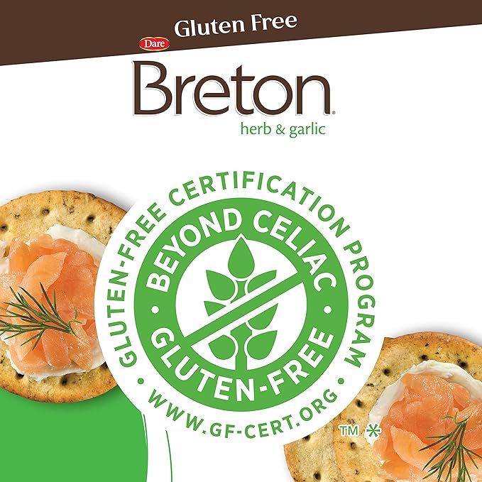 Breton Crackers, Gluten Free Herb & Garlic, Pack of 3
