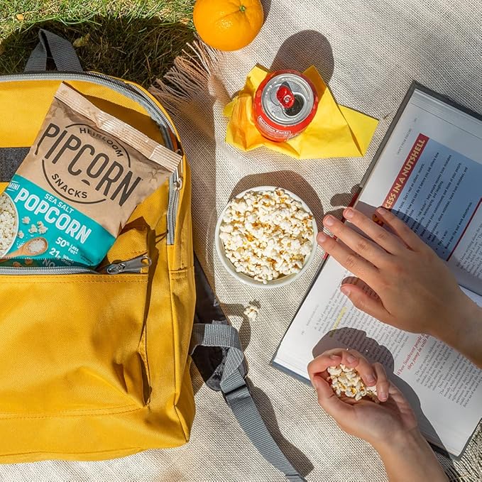 Mini Heirloom Popcorn by Pipcorn - Sea Salt,1oz 24pk - Healthy Snacks, Gluten Free Snacks, Snack Packs, Heirloom Corn, Salty Snacks