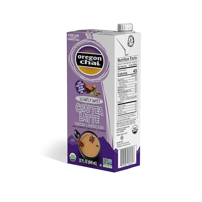 Oregon Chai Slightly Sweet Chai Concentrate, 32 Fluid Ounce (Pack of 6)