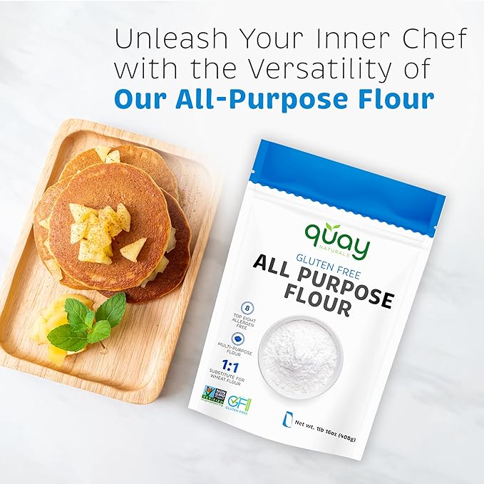 Quay Naturals Organic Gluten Free All Purpose Baking Flour - 2 lbs, No Grit, 1:1 Wheat Substitution, Dairy Free, Non-GMO, Kosher, Made in USA
