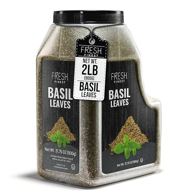 Fresh Finest Basil Leaves Spice Bulk 2 LB (31.75 oz) ??Premium Dried Sweet Basil Bulk, Non-GMO, Kosher, Gluten-Free, Vegan-Friendly Culinary Herb